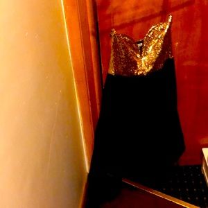 Black and gold sequin cocktail dress